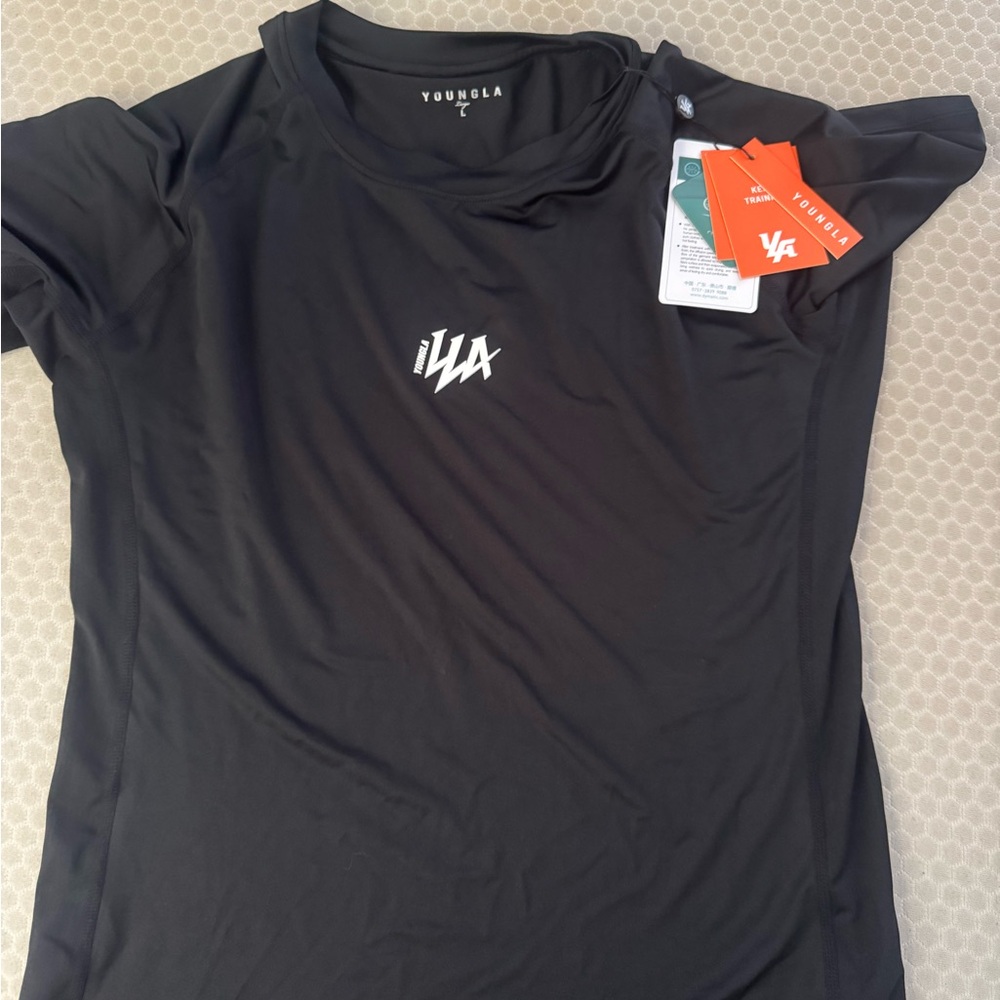 YoungLA Black Polo Short Sleeve Fitted T-Shirt